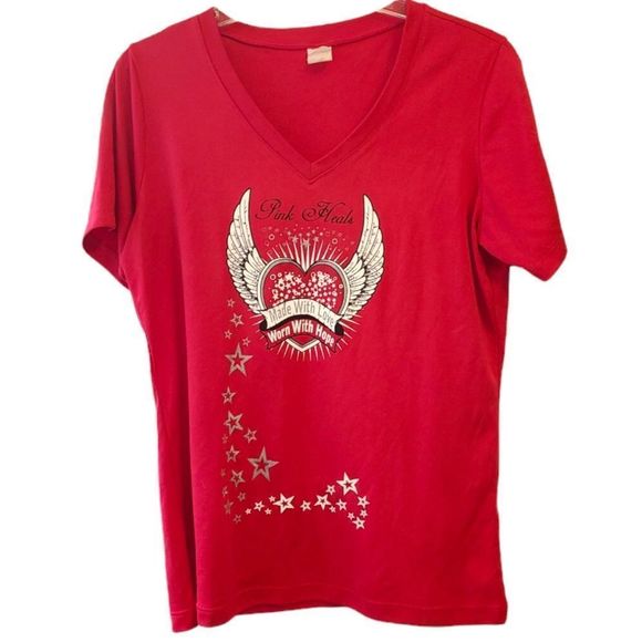 pink hearts Tops - Pink Hearts Sport Tek Cancer Shirt